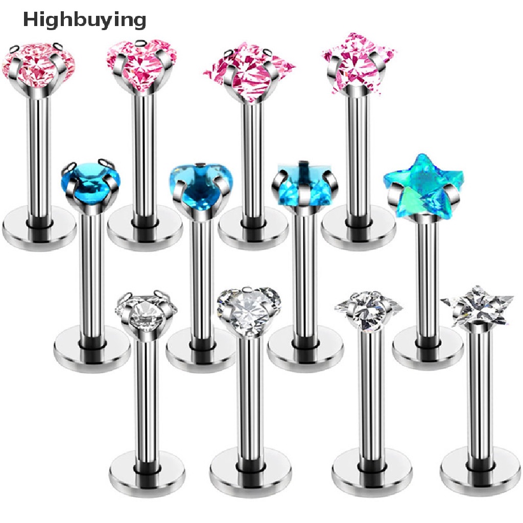 Hbid 4PCS / Set Anting Tindik Bibir / Telinga 16G Hias Kristal Untuk Wanita Glory