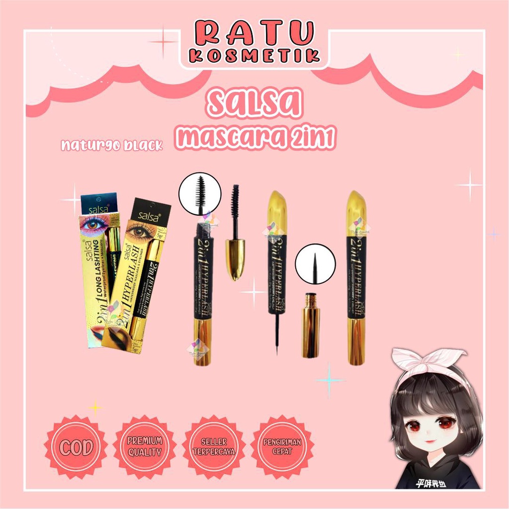 ❤ RATU ❤ Salsa Mascara Eyeliner 2in1 Hyperlash | Maskara 2 in 1 Eyes Liner Waterproof  (✔️BPOM)