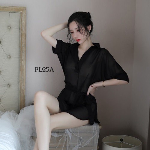 [STOCK TERBATAS] BAJU TRANSPARAN WANITA BAJU TIDUR SEXY BAJU SEMI TRANSPARAN HITAM PL25A