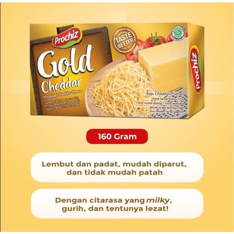 PROMO MURAH Prochiz GOLD Cheddar 160 gram Cheese Keju Kemasan Kecil