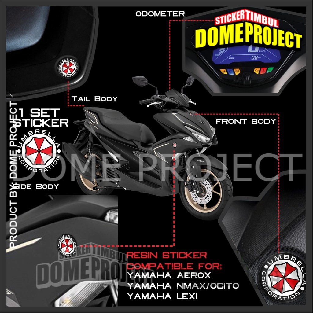 STIKER MOTOR TIMBUL EMBLEM LOGO UMBRELLA YAMAHA AEROX NMAX LEXI SET AESTHETIC KEREN