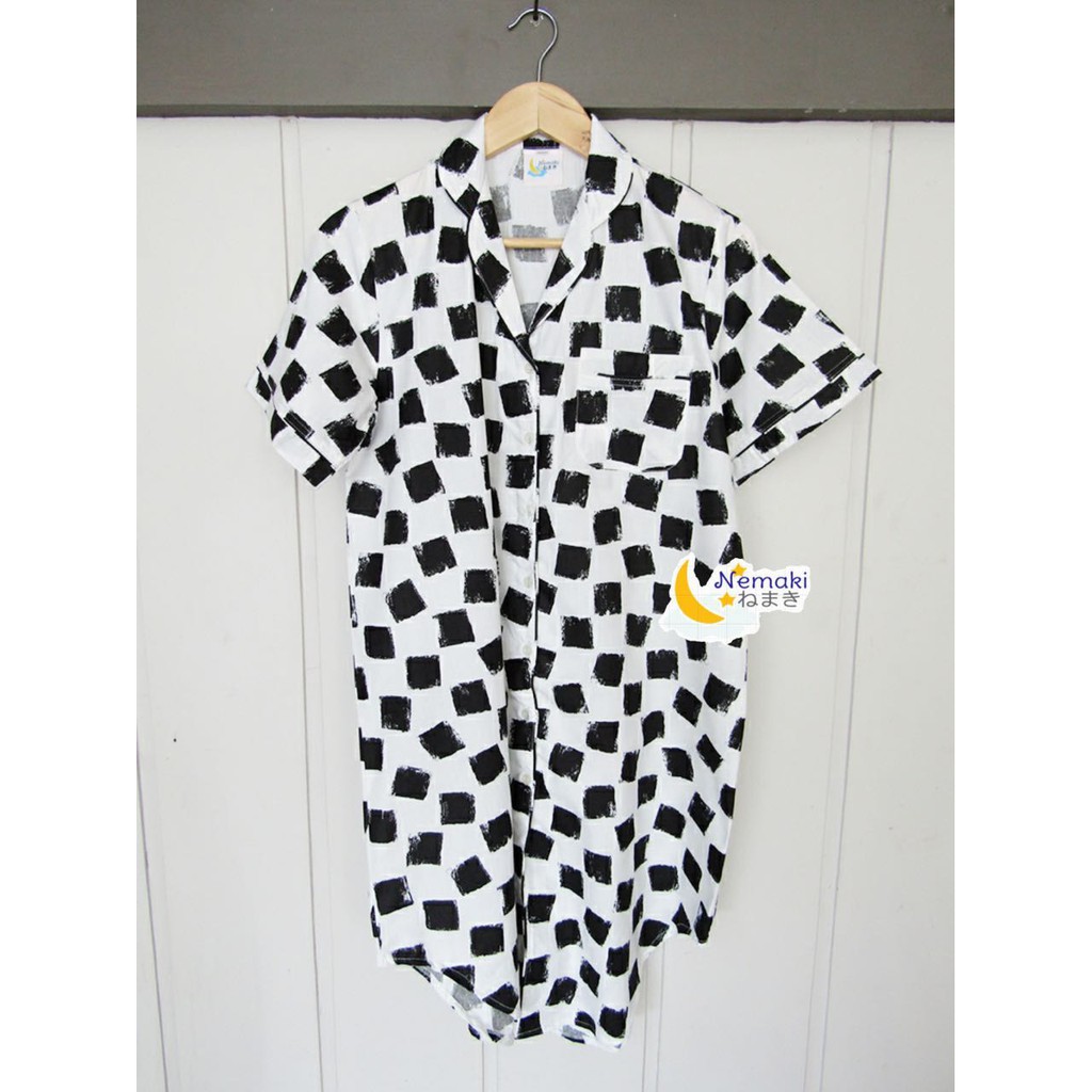Daster kemeja motif kotak kotak
