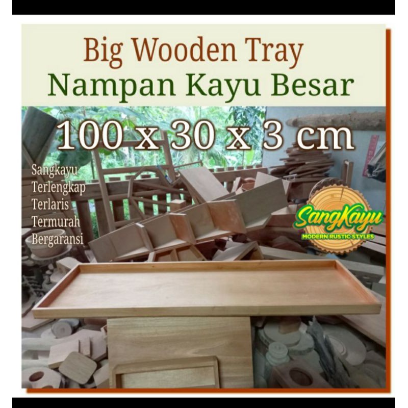 Nampan kayu besar 100x30x3 cm Big wooden tray kotak seserahan besar