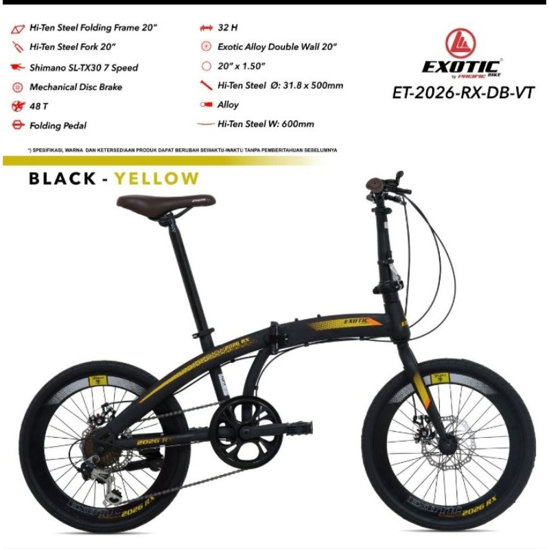 Sepeda Lipat 20" STEEL EXOTIC ET 2026 RX DB VT by PACIFIC Shimano 7 Speed