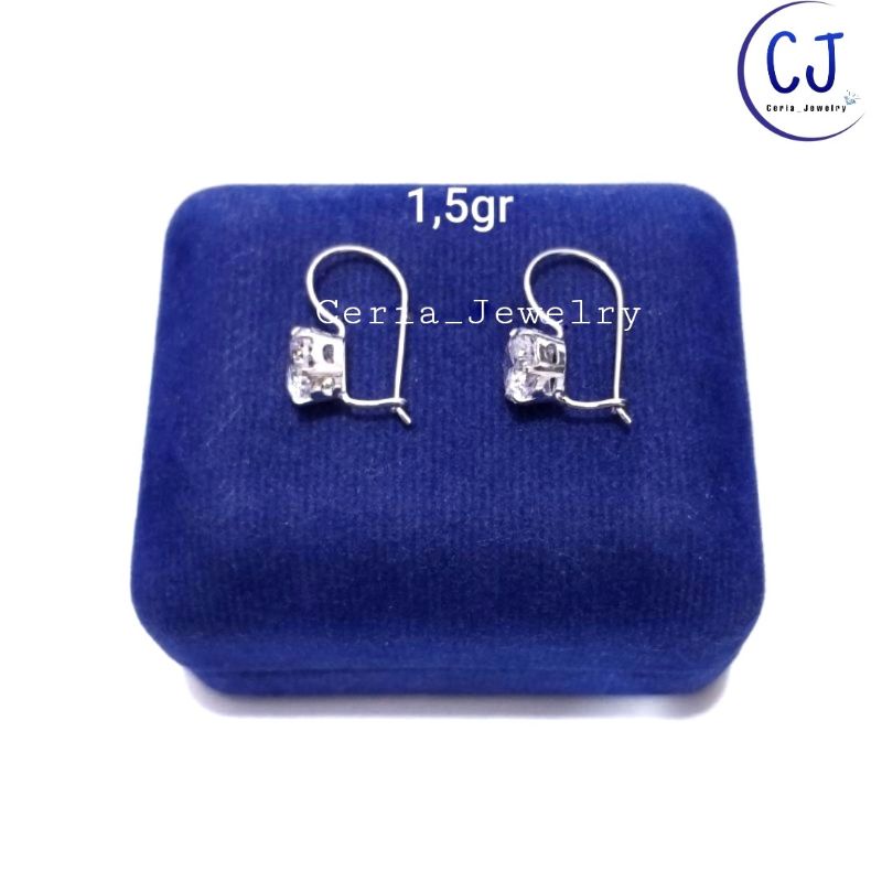 Anting Perak Asli Silver 925 Lapis Emas Putih Model Anting Desi 0,5Gram/1Gram/ 1,5Gram/2Gram/3Gram