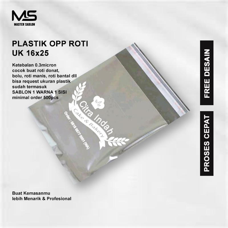 Sablon plastik OPP Roti ukuran besar Free desain