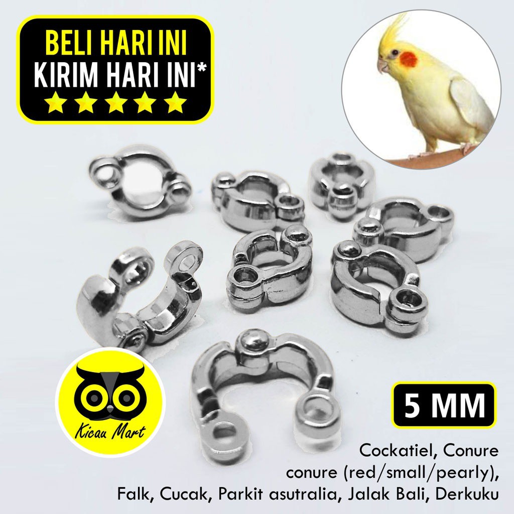 RING KAKI BURUNG BESI IMPORT 5 MM RING GELANG CINCIN KAKI BURUNG LOVEBIRD JALAK SMALL CONURE RCG5MM