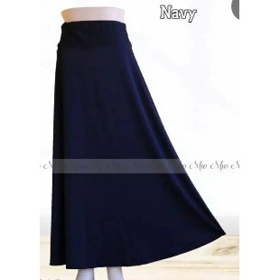 TERLARIS !!! ROK PANJANG JUMBO SPANDEK JERSEY WANITA TERMURAH /  ROK PANJANG MAX BB 80 KG BAHAN PREMIUM BISA COD-NAVY