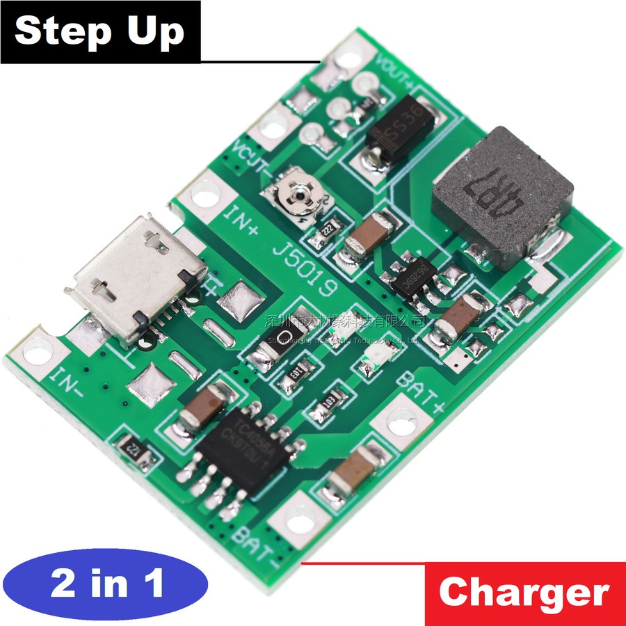 Modul Charger Baterai 18650 Step Up TP4056 Battery Charger StepUp Boost Module