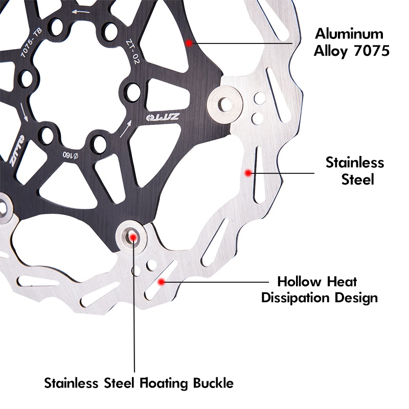 ZTTO Cakram Rem Sepeda MTB 160Mm/180Mm Cakram Rem Floating Bahan Baja Tahan Karat, Cakram Mengambang Suku Cadang Sepeda MTB Pengereman Hidrolik