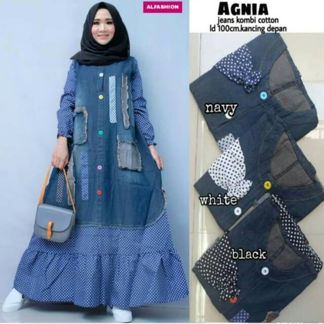 Model Gamis Jeans Terbaru 2019