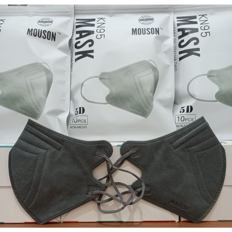 MASKER MOUSON KN95 WARNA ABU ABU LAPIS 5PLY
