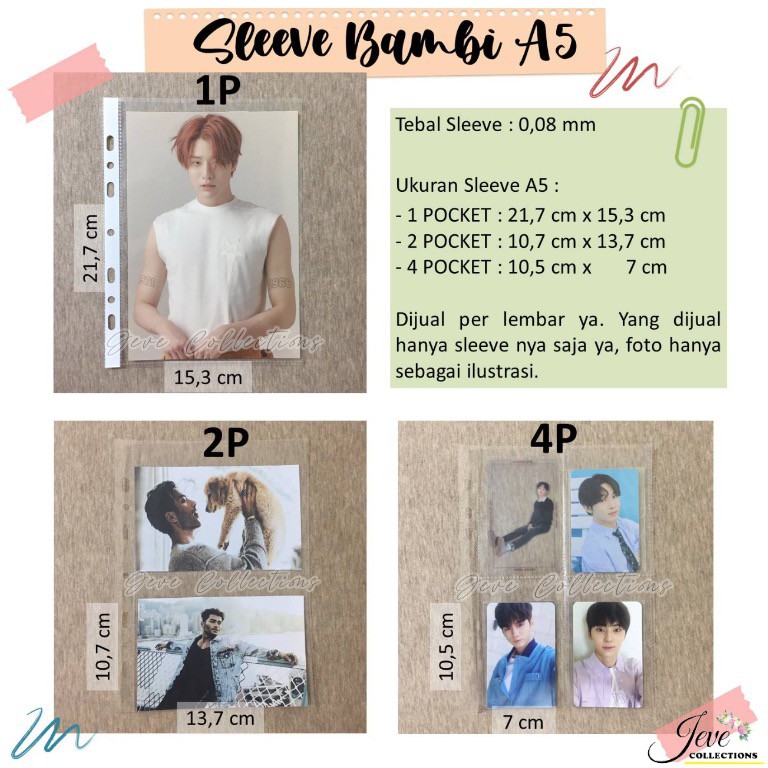 

Photocard / Polaroid Sleeve Pocket Bambi Multitholes Ordner Plastik Binder Ukuran A5 1P, 2P, 4P