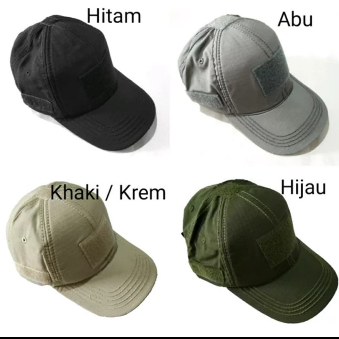 TOPI ARMY HITAM POLOS velcro - Hijau
