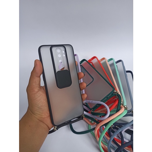 (PAKET) Xiaomi Redmi Note 8 Pro Case Dove Candy Tutup Lensa Kamera Dngan Tali Panjang + Temperred Glass Nero