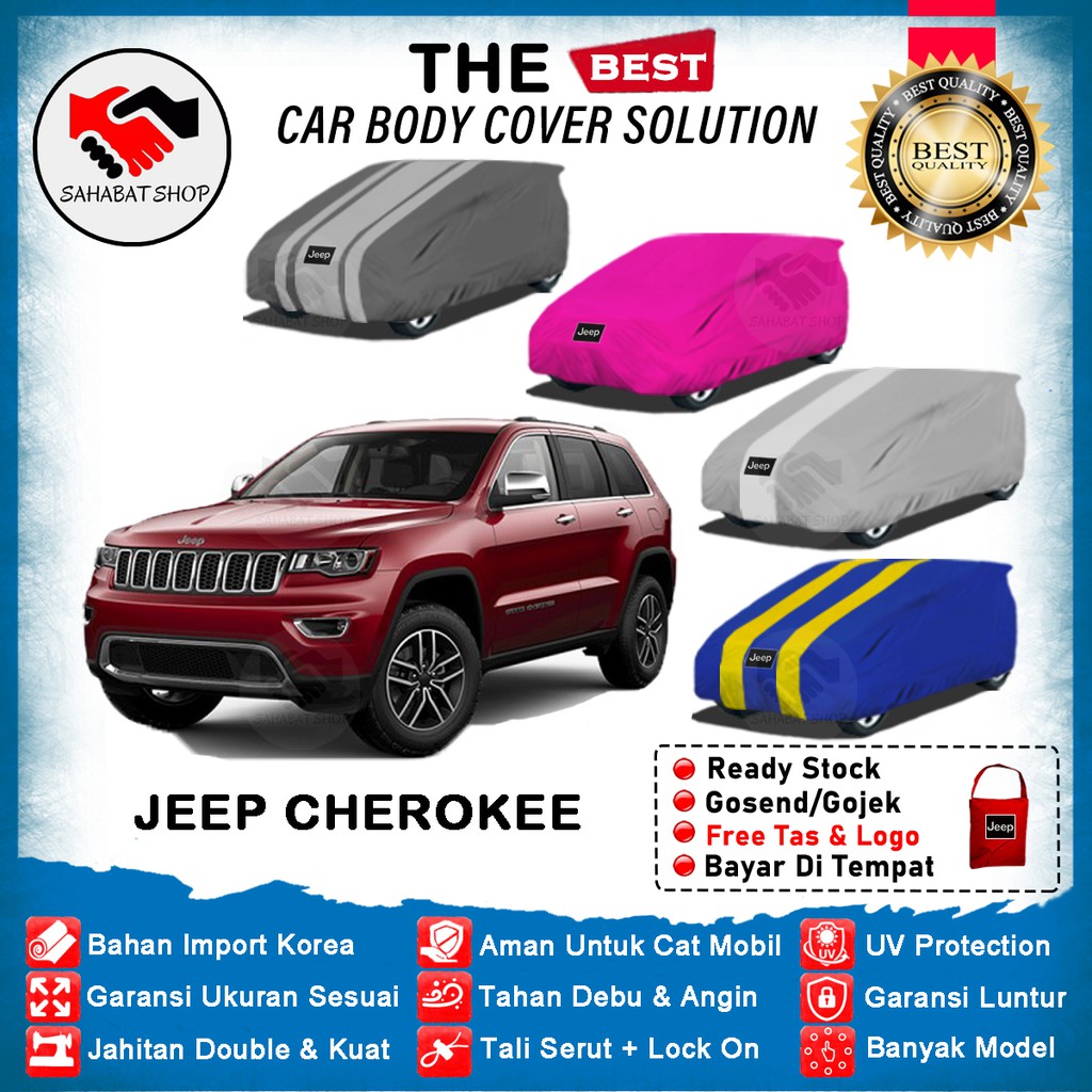 Sahabat Body Cover Mobil Cherokee / Sarung Penutup Jeep Cherokee Outdoor 2014 2015 2016 2017 2018 2019 2020 2021 2022 / Selimut Tutup Mantel Pelindung Kerudung Pembungkus Jas Kerodong Mantol Terpal Kelambu Mobil Cheroke Waterproof Anti Air Model Biru