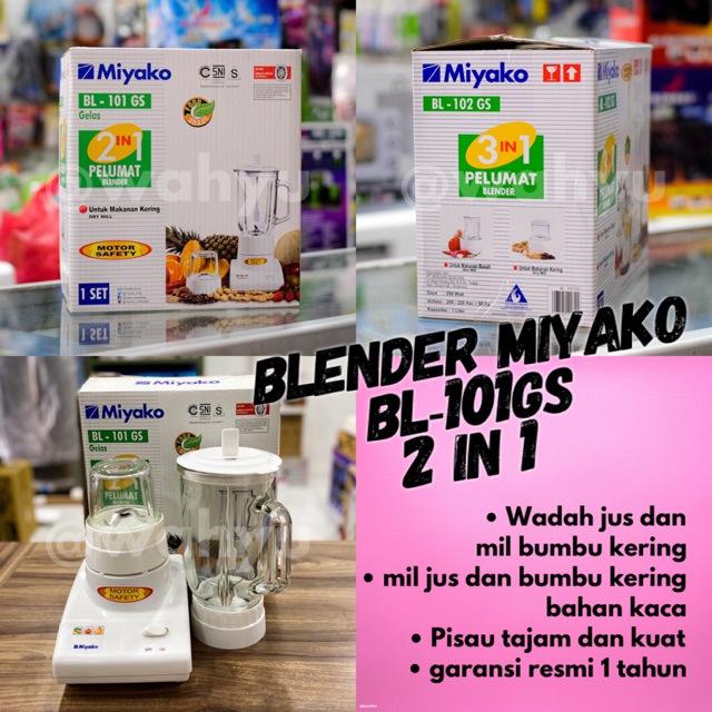 Blender Miyako 2 in 1 BL-101GS bahan gelas kaca Garansi Resmi 101 GS