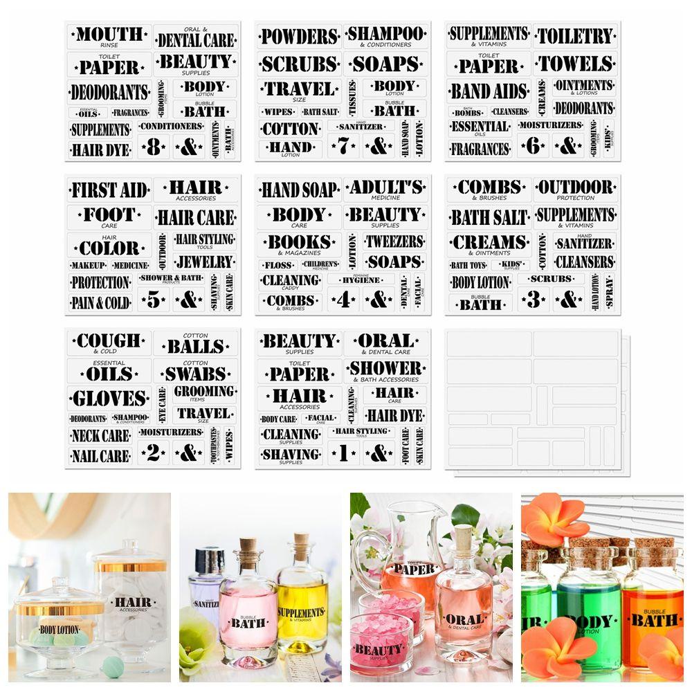 136pcs Stiker Label Kosmetik Model Transparan Untuk Kamar Mandi