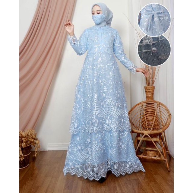 GAMIS TINGKAT KALISTA // BAHAN TILLE BORDIR PREMIUM // KODE DJ