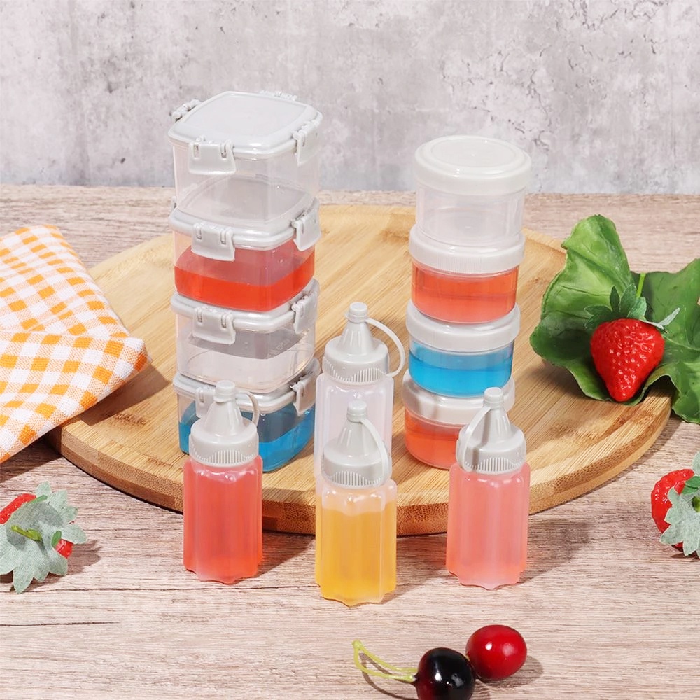 4pcs / Set Botol Saus / Selai / Tomat / Salad Mini Portable Transparan Untuk Dapur