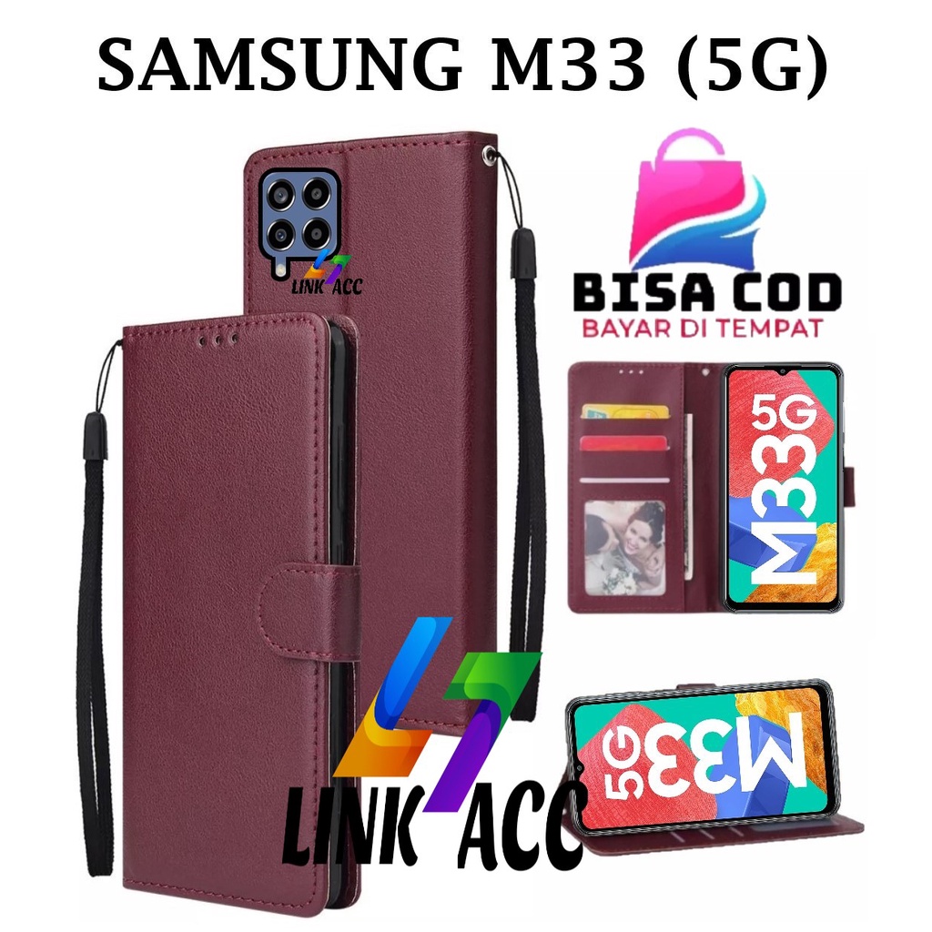 NEW SAMSUNG M33 (5G) FLIP LEATHER CASE PREMIUM-FLIP WALLET CASE KULIT UNTUK SAMSUNG M33 (5G) - CASIN