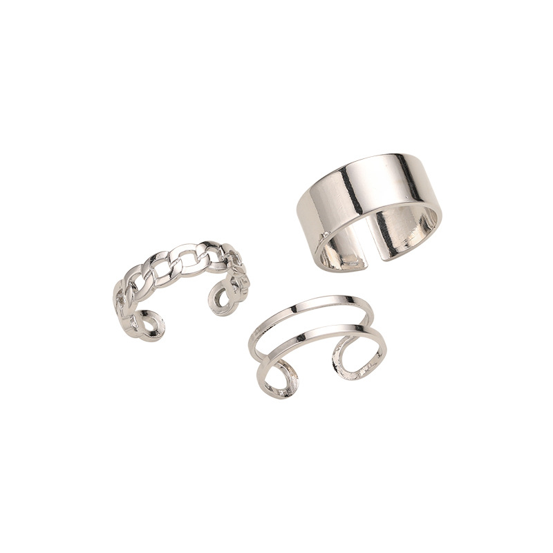 3pcs Hip Hop Set Ring Unisex Korean Personalized opening adjustable ring