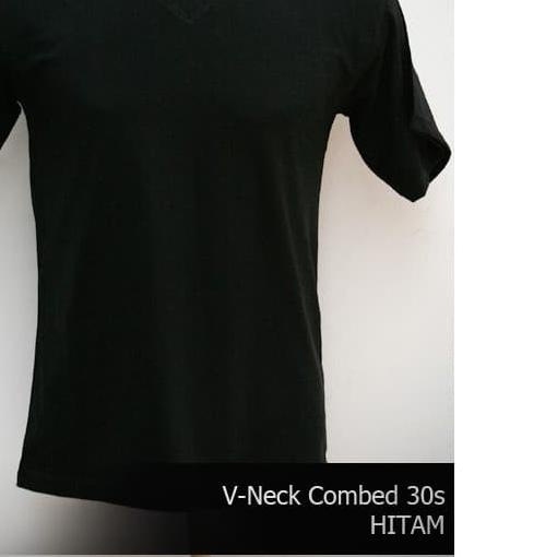 KAOS POLOS VNECK COTTON COMBED 20S HITAM - M