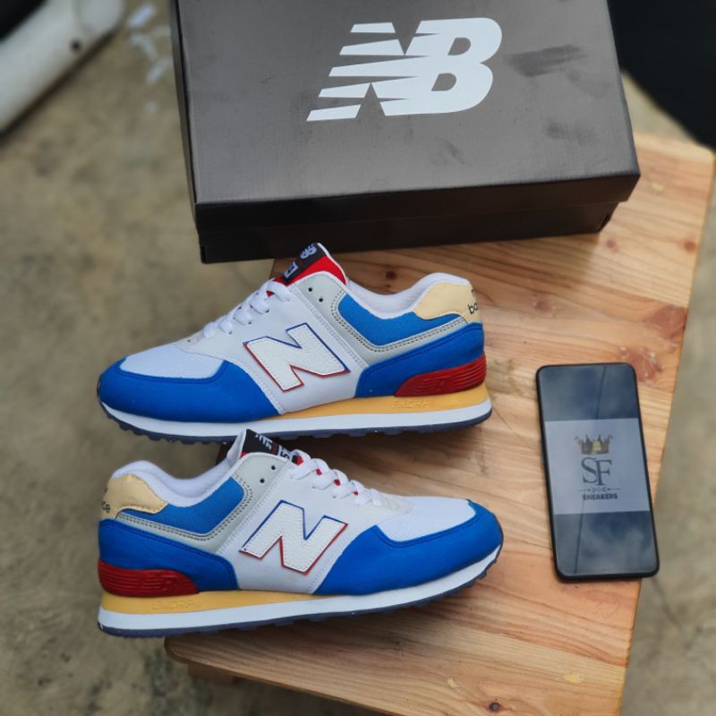 Sepatu Sneakers B4L4NC3 Encap 574 Made In Vietnam High Quality-White Blue Red