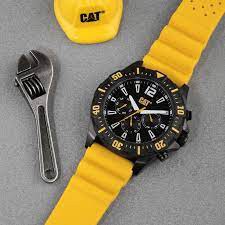 Jam Tangan Pria CATERPILLAR CAT PX.169.27.131 Chrono Black Yellow Rubber Original