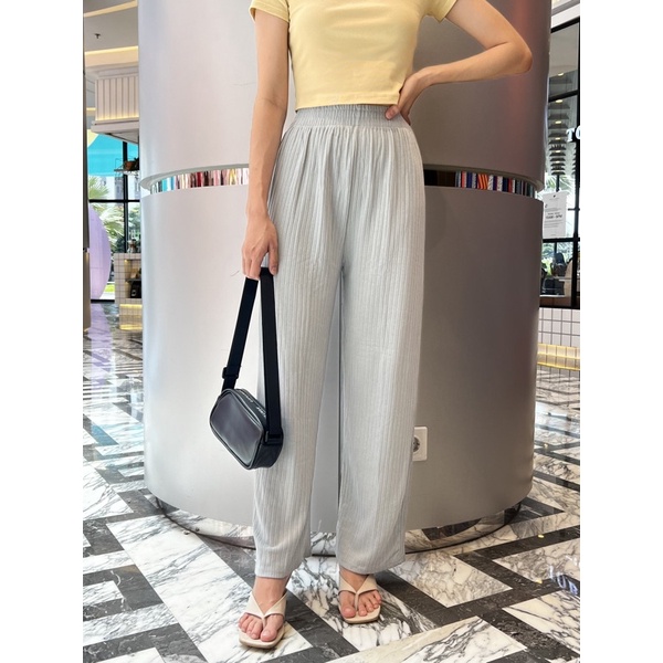 Hyerin pants/celana kulot wanita/celana panjang wanita/celana high waist/celana semi rib/celana santai/celana kekinian/celana knit/kulot knit-Mint