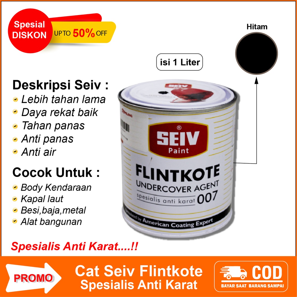 Jual Cat Seiv Paint Flinkote Besi Warna Hitam Pelapis Anti Karat Bocor