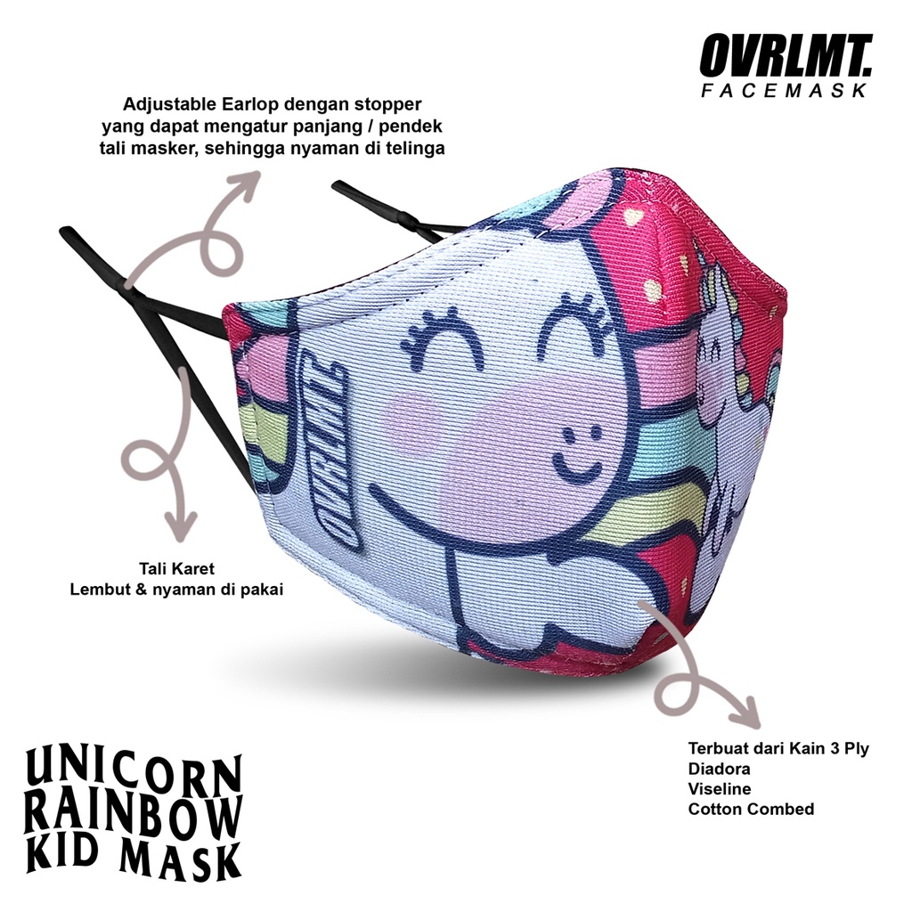 Masker Unicorn / masker anak Overlimit