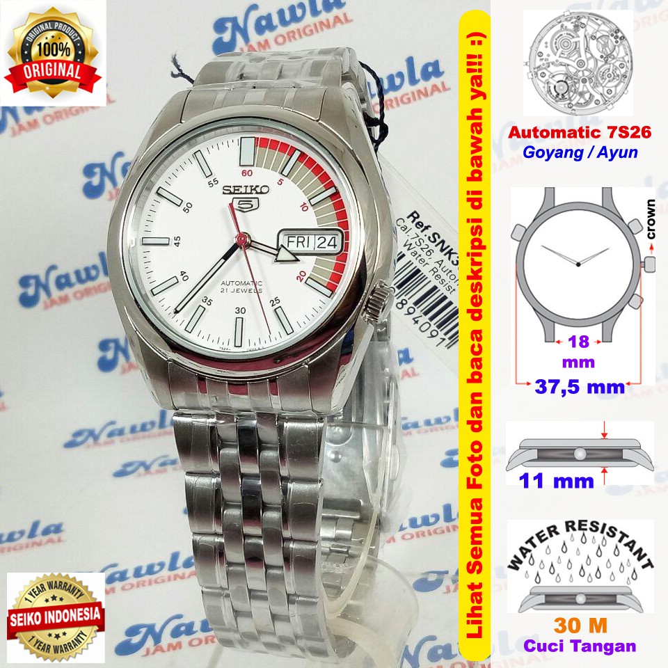 Seiko 5 Automatic SNK369k1 White Dial - Jam Tangan Pria SNK369