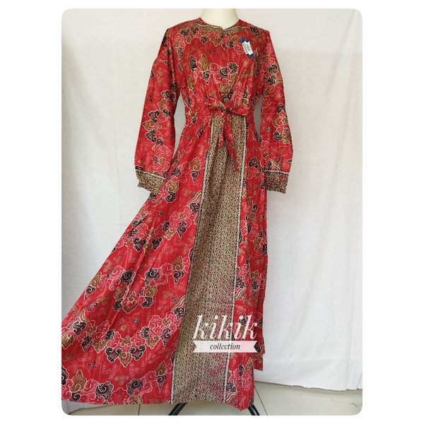 Long Dress Wanita Gamis Batik Katun Halus Pakaian Muslim Murah Adem Busui Friendly Tunik Tradisional