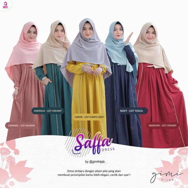 Gamis / Gamis Gimi / Gamis Syari Premium Kekinian / Gamis Simple / Saffa Dress ( DRESS ONLY ) by_GIM