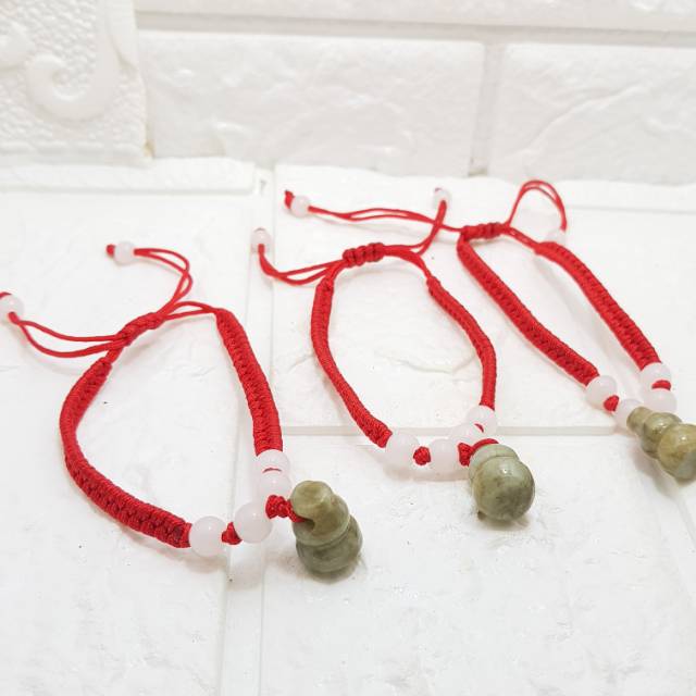 Gelang Tali Sisit Merah Batu Giok Asli Original Impor