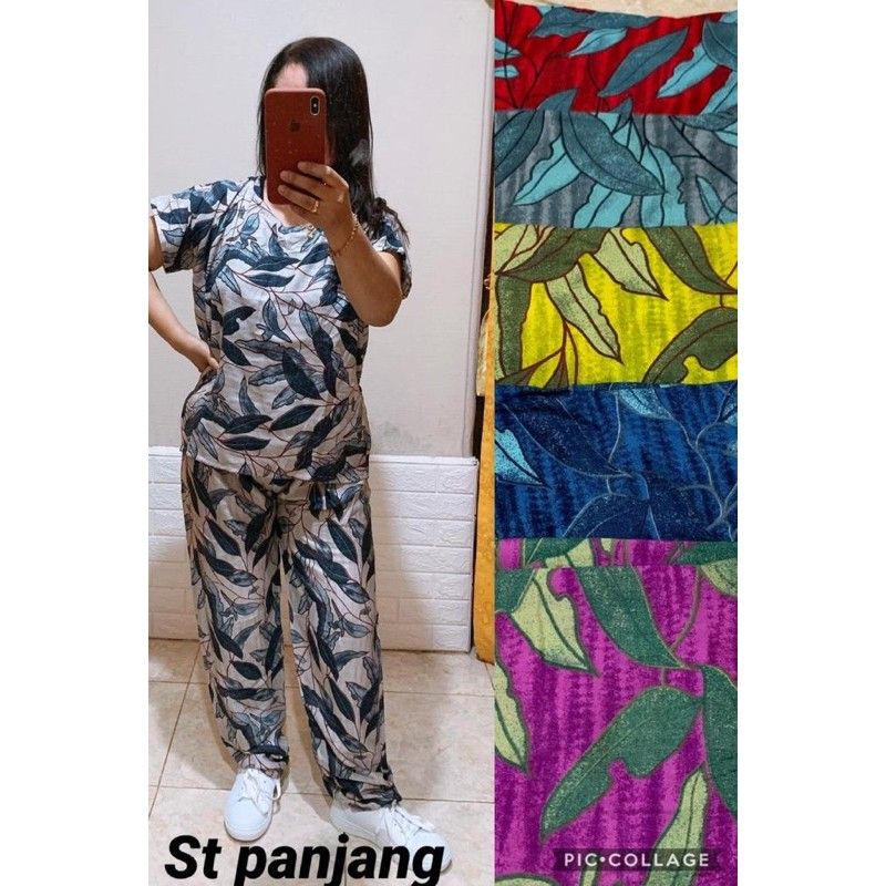 Set baju babydoll panjang rayon bali