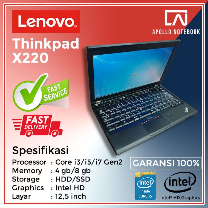 Laptop Lenovo Thinkpad X220 Intel Core i5 SSD HDD - Second Murah Bergaransi