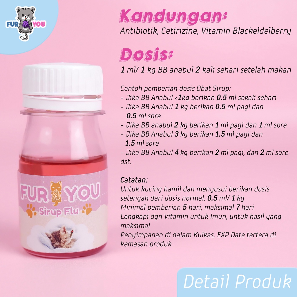 Furyou Sirup Flu Bersin Ingusan Kucing Anabul obat flu parah kucing flucat ampuh terbaik