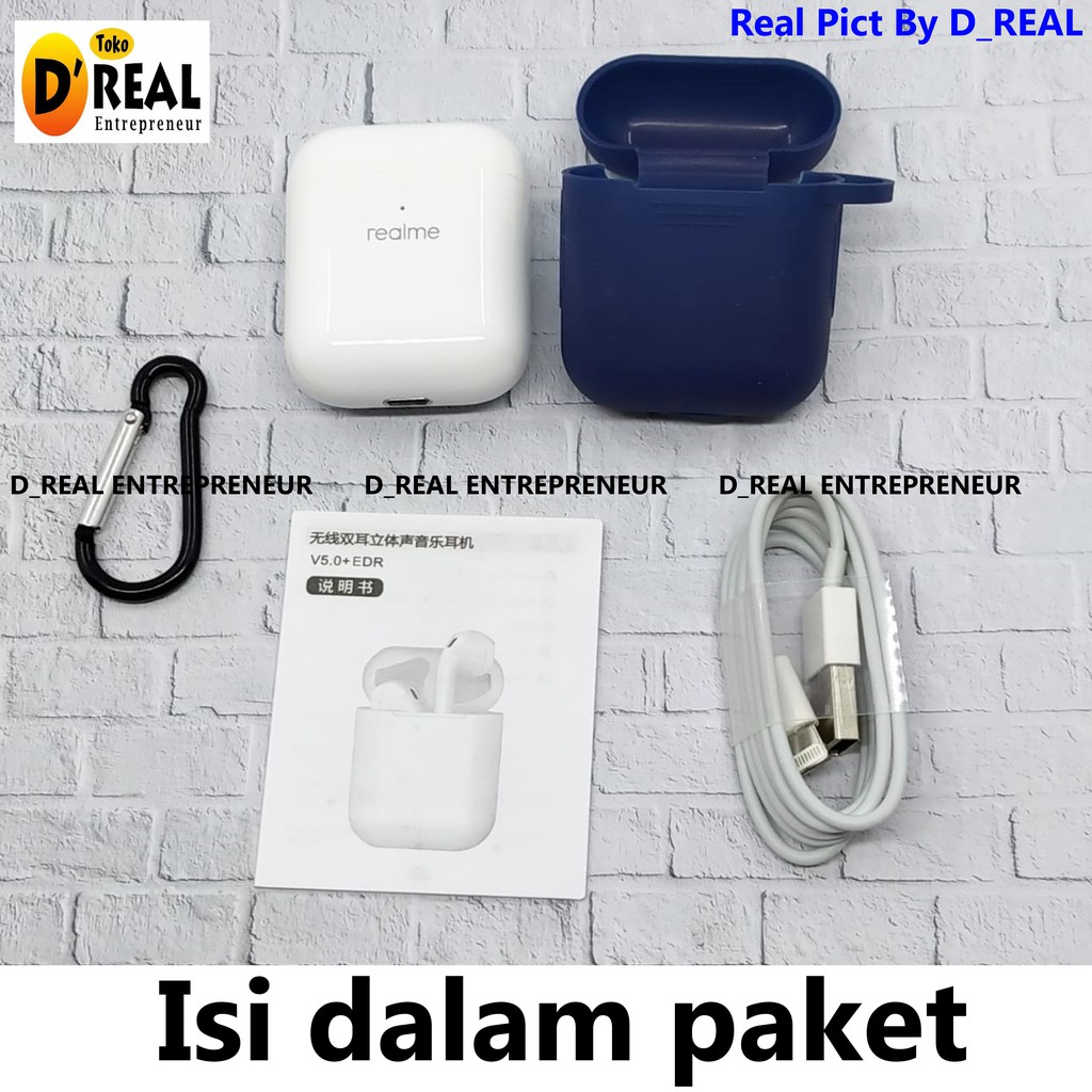 AIRBUDS REALME EARPHONE WIRELESS HEADSET BLUETOOTH REALME CAN RENAME AND GPS PREMIUM QUALITY