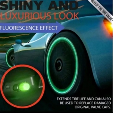 TUTUP PENTIL BAN MOBIL MOTOR SEPEDA GLOW IN THE DARK LUMINOUS NEON