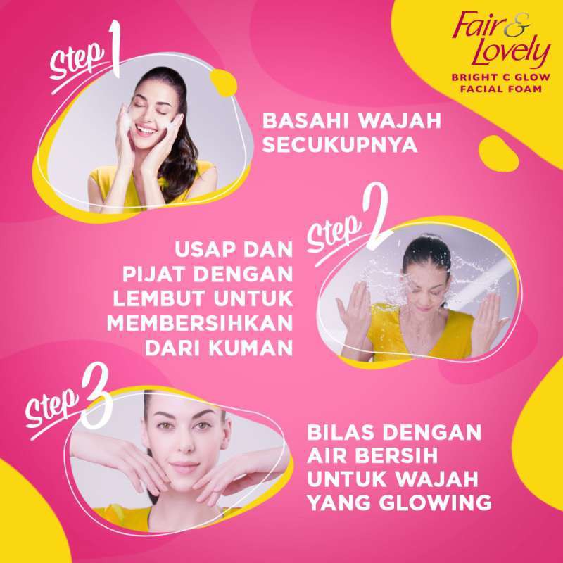 FAIR &amp; LOVELY  GLOW &amp; LOVELY BRIGHT C GLOW FACIAL FOAM VITAMIN C [[ KUNING ]]