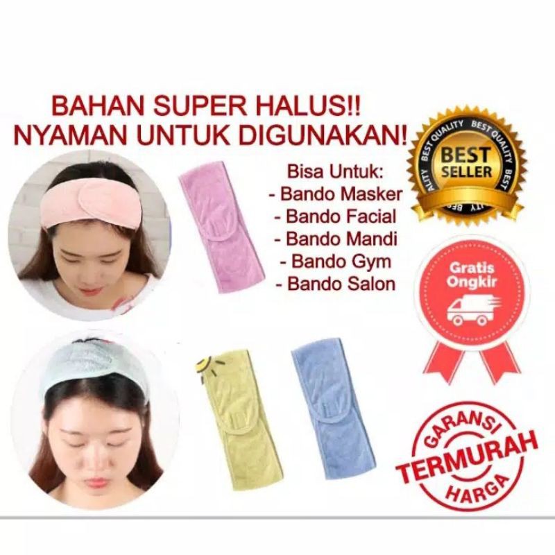 Facial Headband Bando Bandana Mandi Maskeran Masker 5 x 28CM