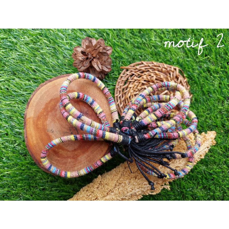 Gelang Tenun Etnik Songket khas Lombok / Gelang Rajut Unik Motif Kain / Gelang Motif / Gelang  Pendaki Gunung Pria Wanita / Gelang Outdoor