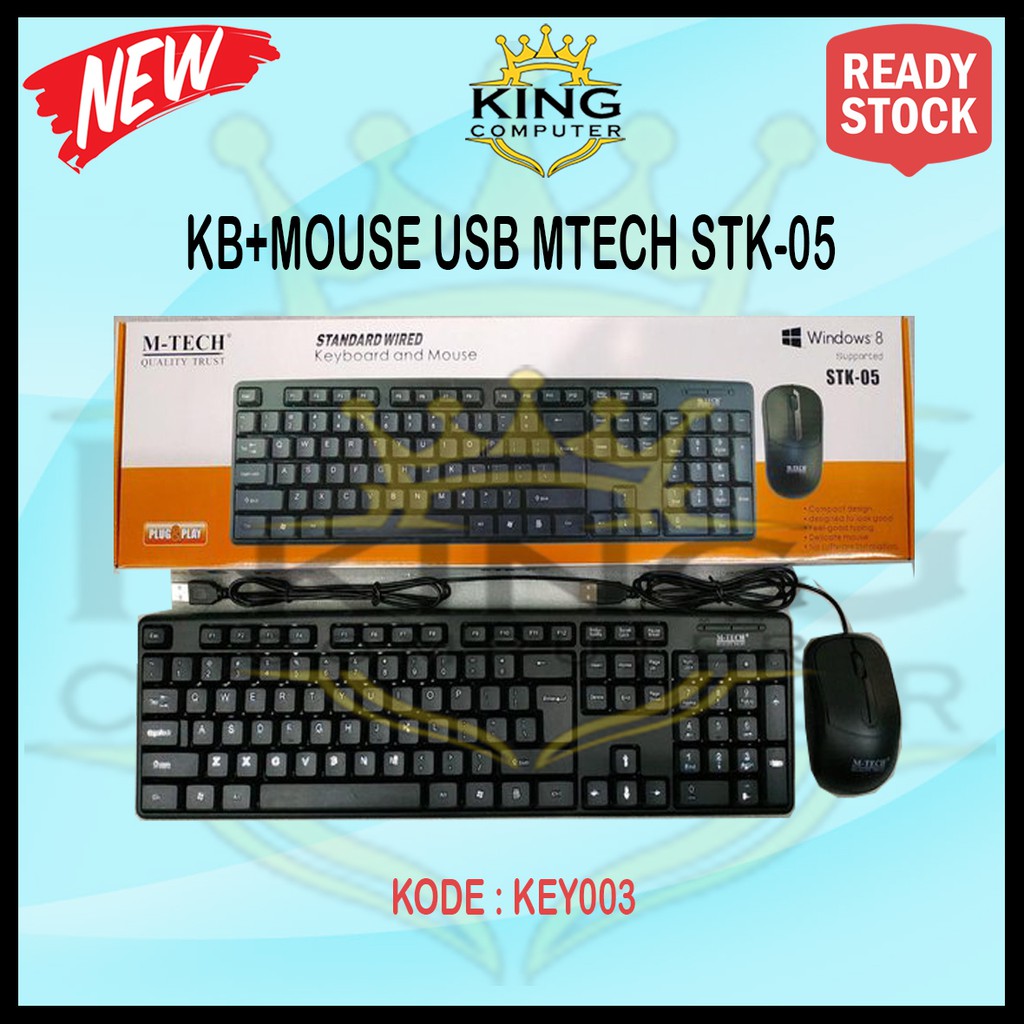 Paket Keyboard Mouse Usb M-Tech Stk-05 wired Standard Mtech Stk 05