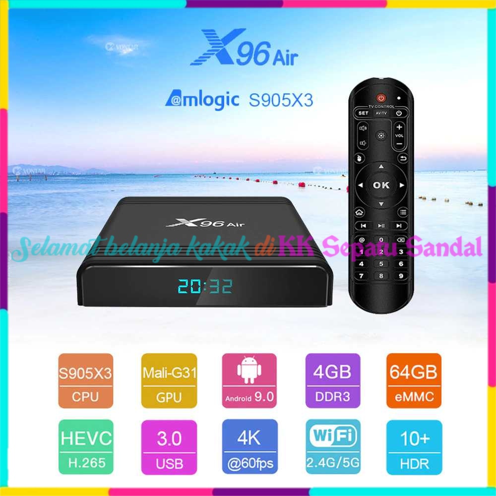 ◔‿◔ Vontar X96 Air Smart TV Box BISA TV TABUNG Set Top Box STB Android 9.0 4K 4/32GB