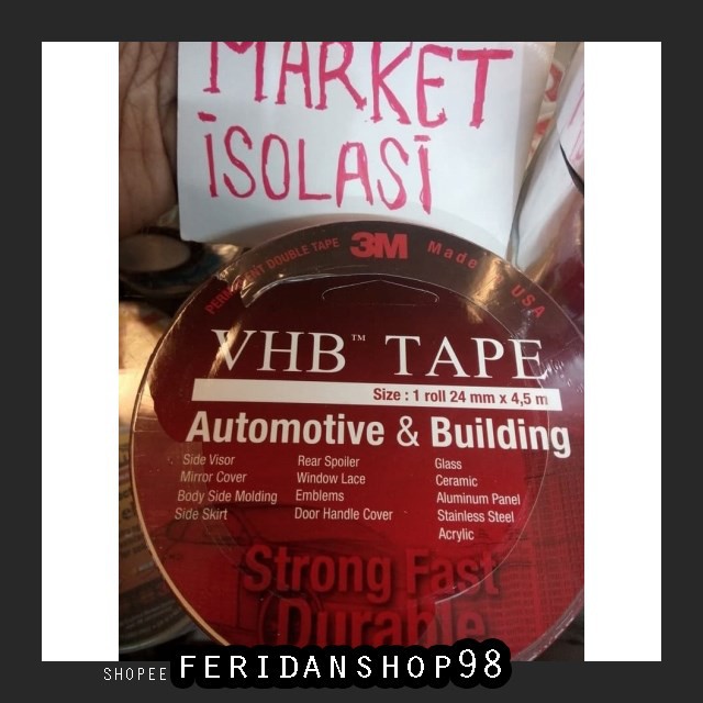 

FS100 DOUBLE TAPE PEREKAT VHB ATK 3M 24MM X 4.5M MERAH ORIGINAL 1INCH BY FERIDANSHOP98