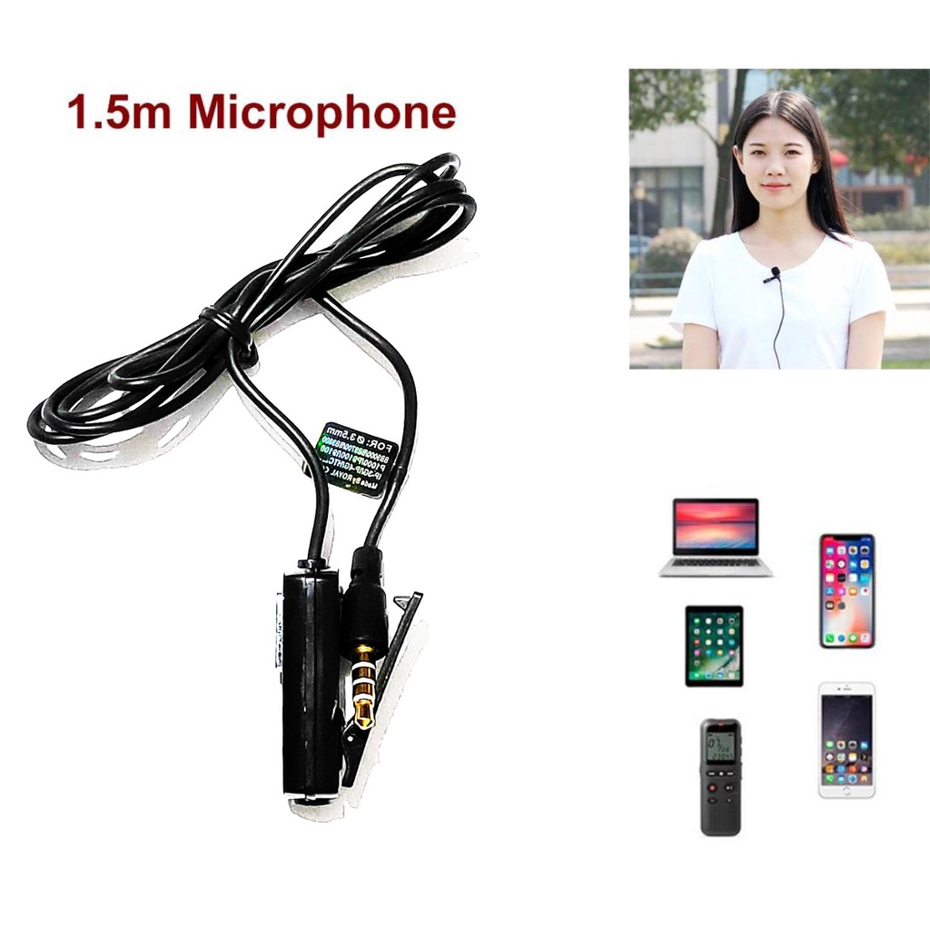 Mini Mic Clip-on Lavalier Microphone Lapel Hands-free 3.5mm Jack Mic Vlog Youtuber Earphone Android Smartphones PC Loudspeaker Live Stream