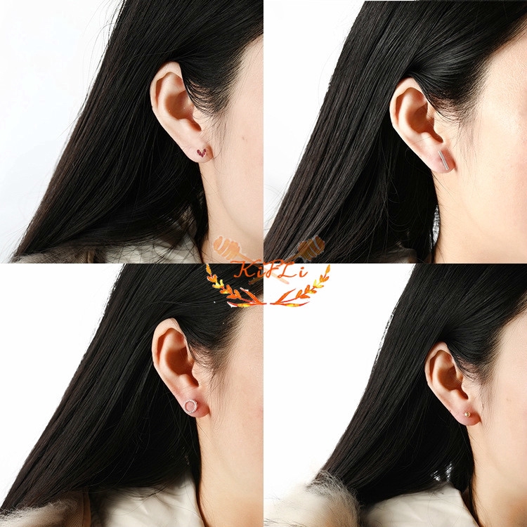 【12 Model】Perhiasan Anting,Tusuk Gantung Desain,Kuping Kucing Kecil,Untuk Wanita