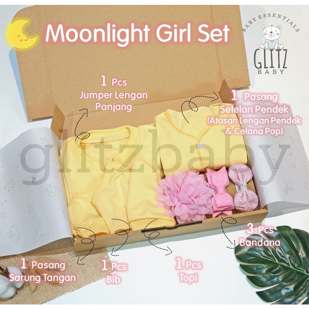 Hampers Bayi Kado Lahiran Newborn Gift Set - Glitz Baby Glitzaksesoris-Moonlight - Girl Set